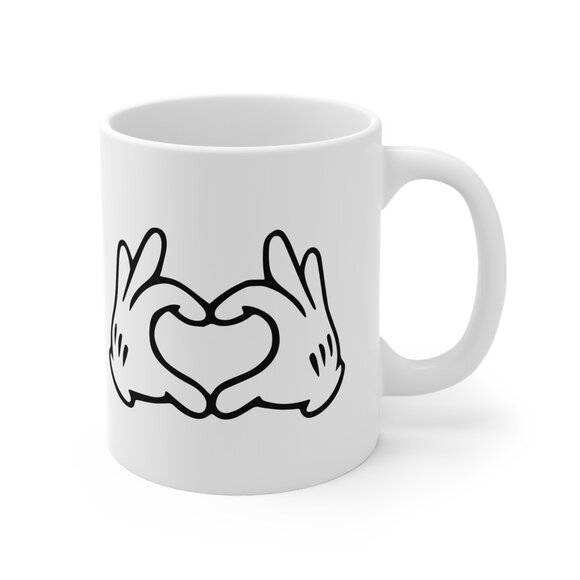 Funny Sarcastic Mickey Heart Hands 11 oz Coffee Mug - Picture 2 of 3